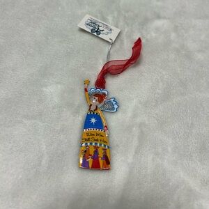 Yellow Blue "wise men still seek him" angel ornament